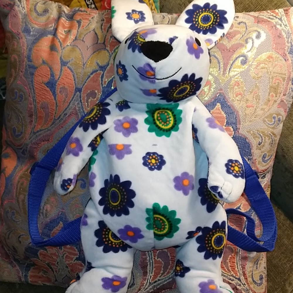 SCHOLASTIC Paisley Bunny Backpack Blue Floral Fun Whimsy Girlhoodcore! EUC